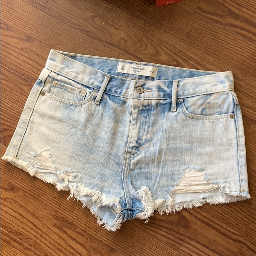 Abercrombie High Rise Distressed Jean Shorts